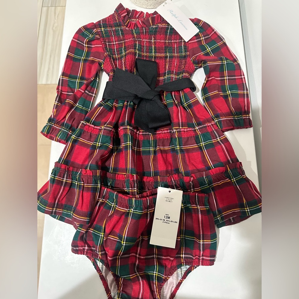Polo Toddler and Little Girls Plaid Smocked Cotton Jersey Dress with panties - Picture 3 of 7